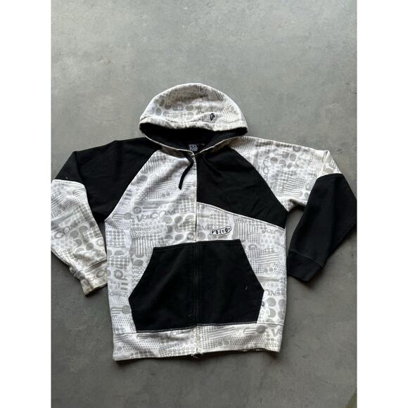 Vintage Y2K Opium Cyber Punk Volcom AOP Full Zip Skate Hoodie Mens‎ Size Medium - Picture 1 of 9